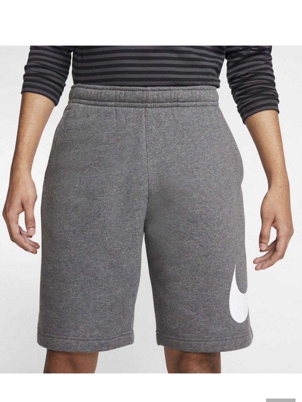 Nike Men's Gray Athletic Shorts with White Swoosh